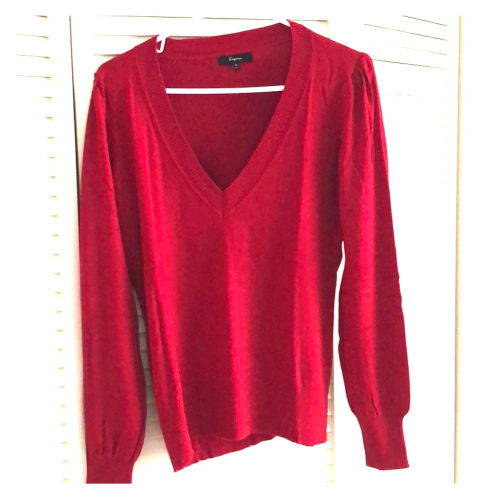 Red v-neck sweater